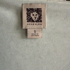 Anne Klein White Sequin Knit Top with Logo Patch